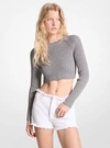 MICHAEL KORS RIBBED ORGANIC COTTON CROPPED SWEATER