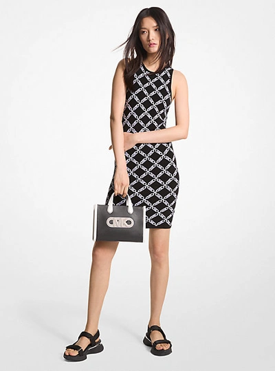 Michael Kors Empire Logo Jacquard Tank Dress In Black