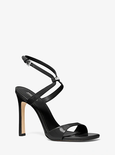 Michael Kors Amara Patent Leather Sandal In Black