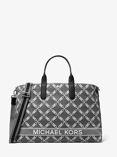 Michael Kors Hudson Oversized Empire Logo Jacquard Tote Bag In Black