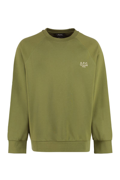 Apc Cotton Crew-neck Sweatshirt In Green