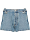 Coperni Open-hip Cotton Denim Shorts In Washed Blue