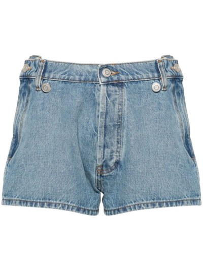 Coperni Open-hip Cotton Denim Shorts In Blue