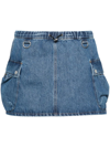 Coperni Denim Skirt With Frontal Logo Patch In Blue