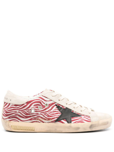 Golden Goose Sneakers In Cream Red Zebra/beige/black