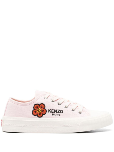 Kenzo Canvas School Trainers In Light Pink