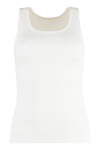 Mm6 Maison Margiela Mm6 By Maison Margiela Sleeveless Ribbed Cotton Tank Top With Crew Neck In White