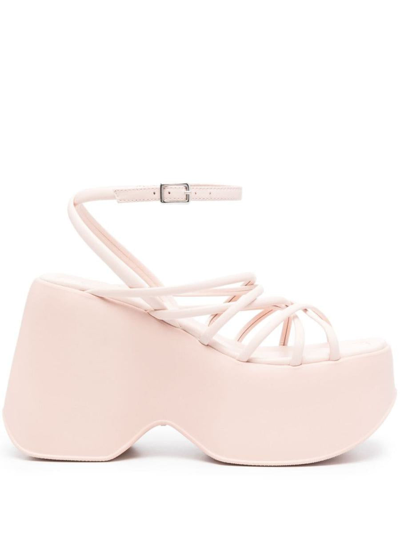Vic Matie Crossover-strap Leather Sandals In Pink