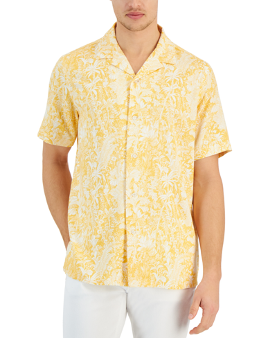 Club Room Men's Regular-fit Tropical-print Button-down Camp Shirt, Created For Macy's In Mostrich