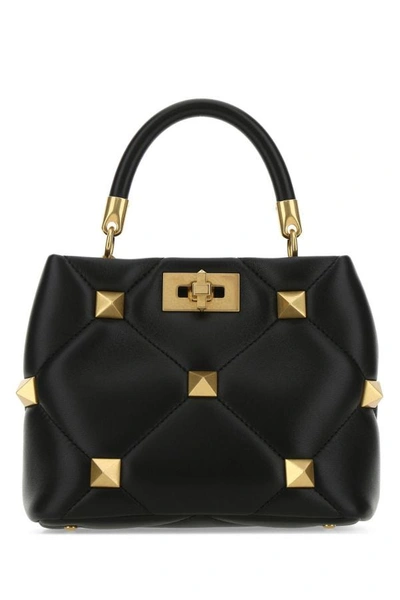 Valentino Garavani Roman Stud Small Tote Bag In Black