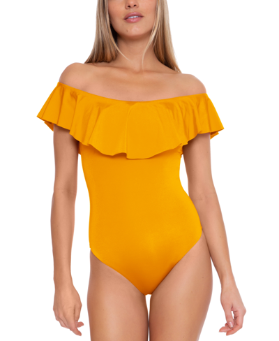 Trina Turk Women's Monaco Off-the-shoulder Ruffled One-piece Swimsuit In Mellow Yellow