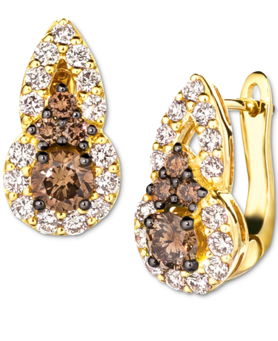 Le Vian Chocolate Diamond (1/2 Ct. T.w.) & Nude Diamond (3/8 Ct. T.w.) Leverback Earrings In 14k Rose Gold, In Yellow Gold