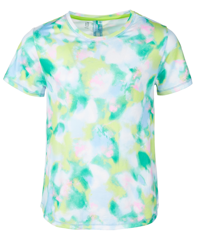 Id Ideology Kids' Big Girls Spray Abstract-print T-shirt, Created For Macy's In Skysail Blue