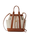 Veronica Beard Goody Drawstring Canvas Crossbody Bag In Natural Hazel