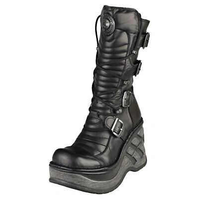 Pre-owned New Rock Rock Cuna M-sp9873-c4 Unisex Black Stiefel Plattform - 41 Eu In Schwarz