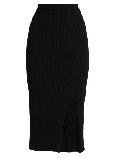Saks Fifth Avenue Women's Wide Rib-knit Pencil Skirt In Black