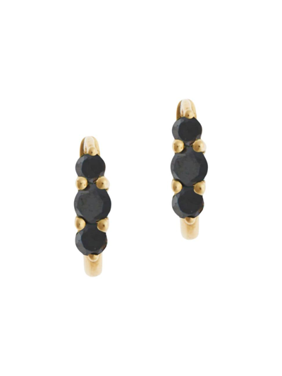 Ileana Makri Women's Rivulet 14k Yellow Gold & 0.40 Tcw Black Diamond Small Oval Hoop Earrings