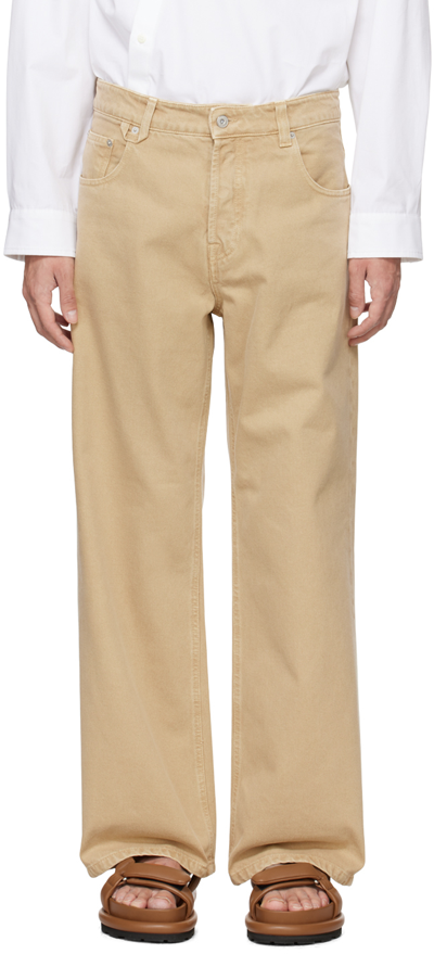Jacquemus Denim Baggy Trousers Wide Legs In Yellow