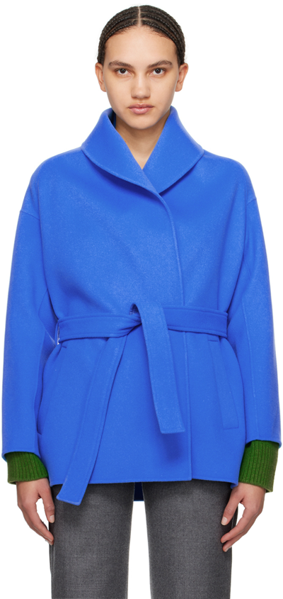 Mackage Tyra Belted Wool Coat In Blau