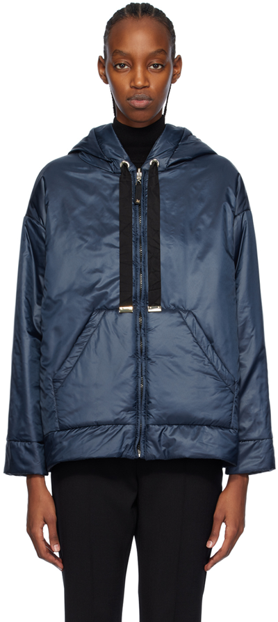 Max Mara Greenbox Tech Reversible Hooded Jacket In 17 Navy
