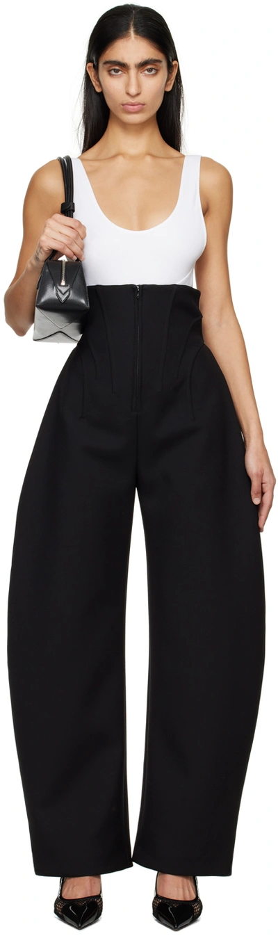 Alaïa Harness Corset Zip Front Wool Trousers In Black