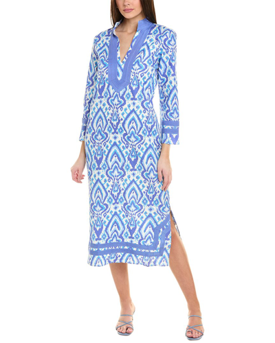 Sail To Sable Classic Linen-blend Maxi Tunic In Blue
