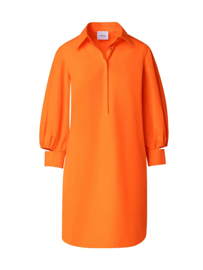 Akris Punto Cotton Popeline Dress With Cutout Sleeves In Orange