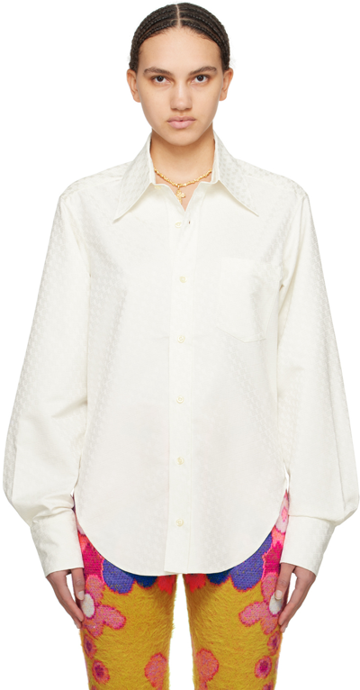 Erl White Button Shirt In Natural White 1