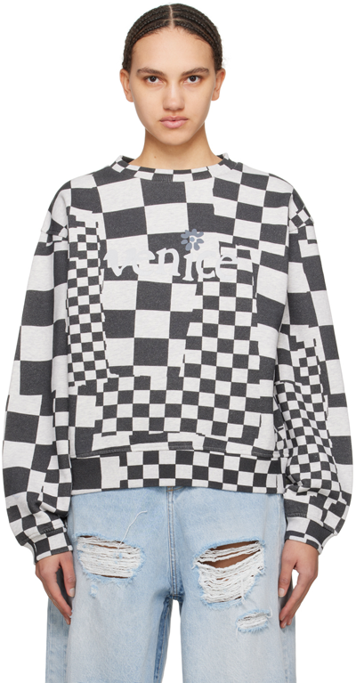 Erl Gray & Black Check Sweatshirt In Checker 1