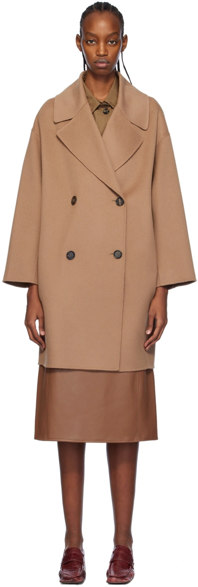 Max Mara Brown Eleonora Coat In 45 Camel