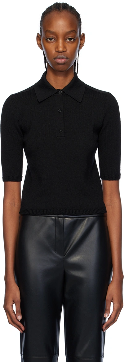 Max Mara Gemma Polo Wool Top In Black