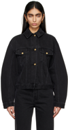 Jacquemus La Veste De Nimes Black Jacket With Rear Belt In Denim Woman In 990 Black