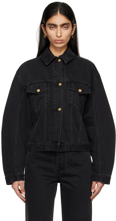 Jacquemus La Veste De Nimes Black Jacket With Rear Belt In Denim Woman