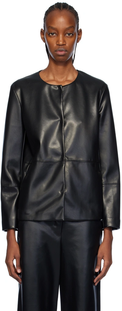 Max Mara Black Festoso Faux-leather Jacket In 045 Black