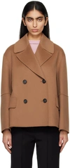 Max Mara Tan Double-breasted Jacket In 093 Caramel