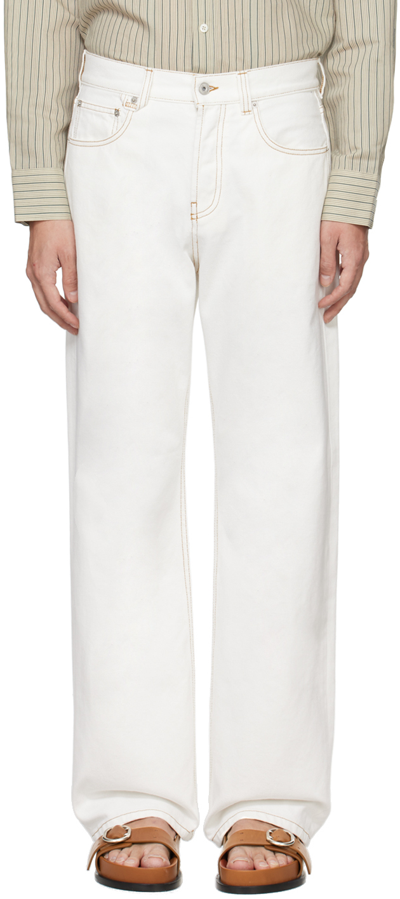 Jacquemus Off-white Les Classiques 'le De-nîmes Droit' Jeans In Off-white/tabac