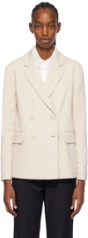 Max Mara Laura Double-breasted Linen Blazer In 003 White