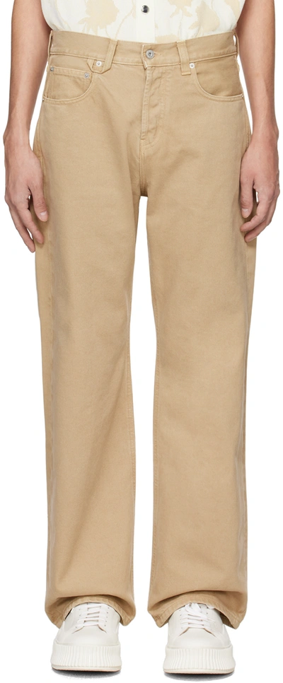 Jacquemus Denim Baggy Trousers Wide Legs In Yellow