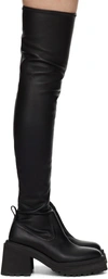 Undercover Black Leather Tall Boots In Black