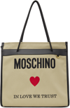 MOSCHINO BEIGE EMBROIDERED TOTE