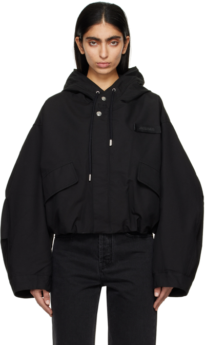 Jacquemus Chic Cropped Parka Coat With Unique Design And High-quality Organic Cotton Blend In Black