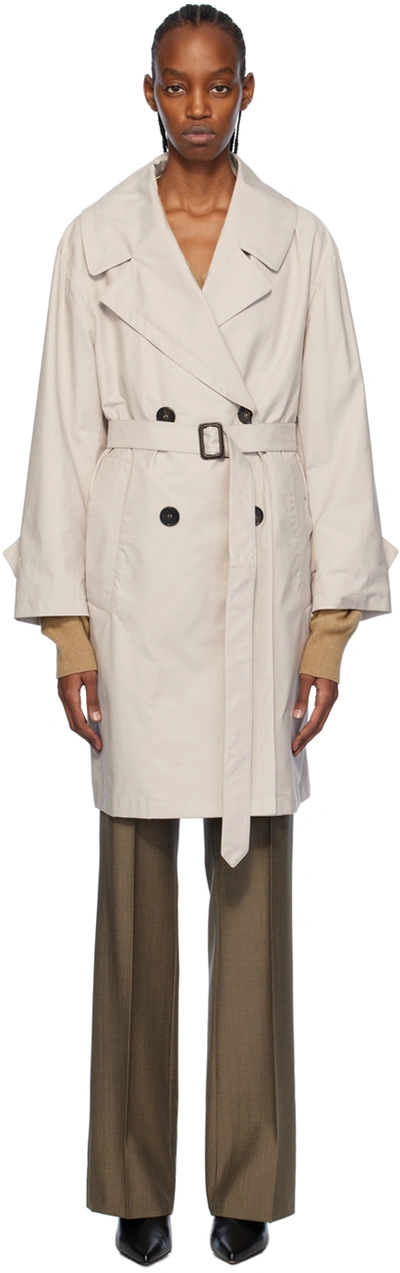 Max Mara Beige Vtrench Trench Coat In 2 Ecru