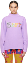 Erl Embroidered T-shirt In Purple 1