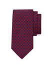 Ferragamo Men's Waves Printed Silk Tie In Navy Red