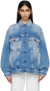 Weekend Max Mara Womens Navy Faded-wash Relaxed-fit Denim Jacket In 009 Navy Light