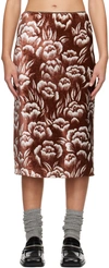 MERYLL ROGGE BROWN FLORAL MIDI SKIRT