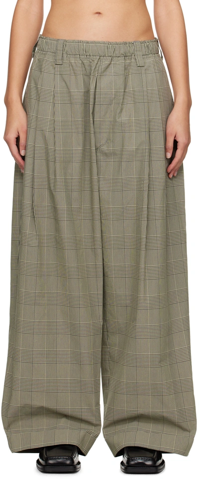 Meryll Rogge Taupe Check Trousers In Black/sand