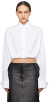 Sportmax Buttoned Long-sleeved Cropped Shirt In 001 Optical White