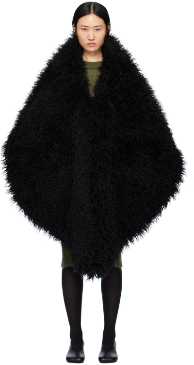 Vaquera Black Hook-eye Faux-fur Waistcoat