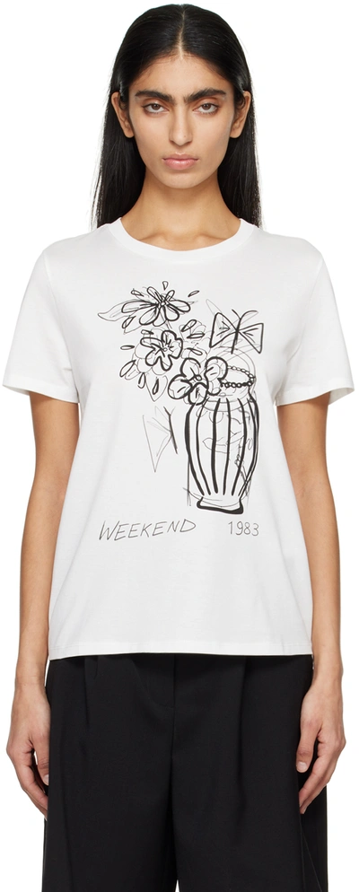 Weekend Max Mara White Nervi T-shirt In 004 White